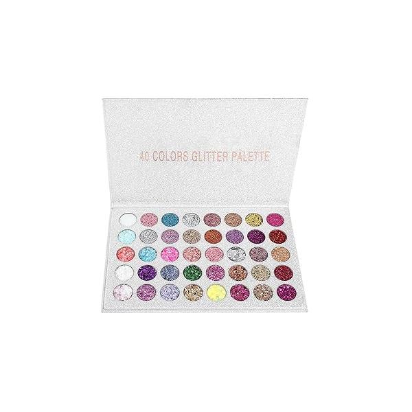 40-Color Ultra Shimmer Glitter Eyeshadow Palette: Professional, Chunky & Fine Pressed Eye Shadow Powder for Eyes, Face, Body - Makeup Palette Women Girls