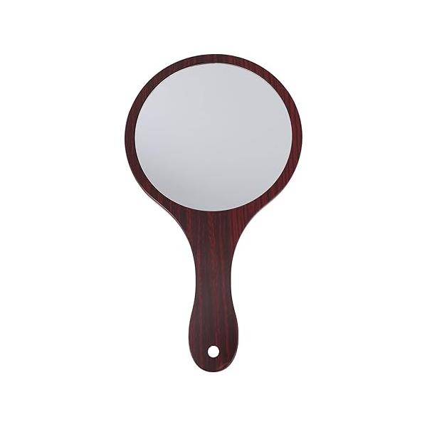 balacoo Handheld Mirror with Handle: Wooden Handle Vanity Hand Cosmetic Vintage Single Side Makeup for Self Cut