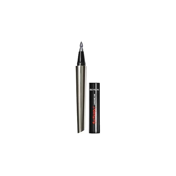 Revlon So Fierce! Chrome Ink Liquid Eyeliner, Longlasting Bold Metallic Pen Liner with Dip Cap for Pearl, Shimmer Blend, 901 Gunmetal, 0.03 oz.
