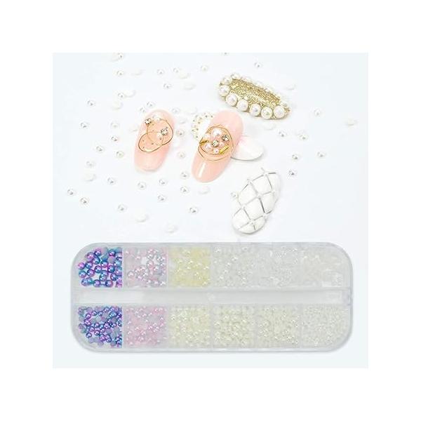 3D Flower Nail Charms, Resin Blossom Flowers Flatback Art Rhinestones with Gold Silver Pearl Round Beads and Picker for DIY Nails Decorations Design Manicure Mixed Colors