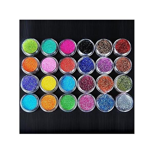 24 Colors Nail Art Make Up Glitter Shimmer Dust Powder Decoration