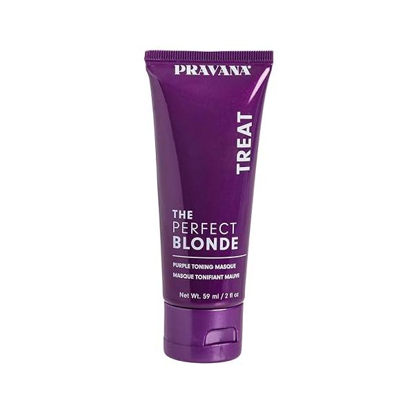 Pravana The Perfect Blonde Purple Toning Masque Treatment | Neutralizes Brassy, Yellow Tones For Color-Treated Hair Adds Strength, Shine, Elasticity