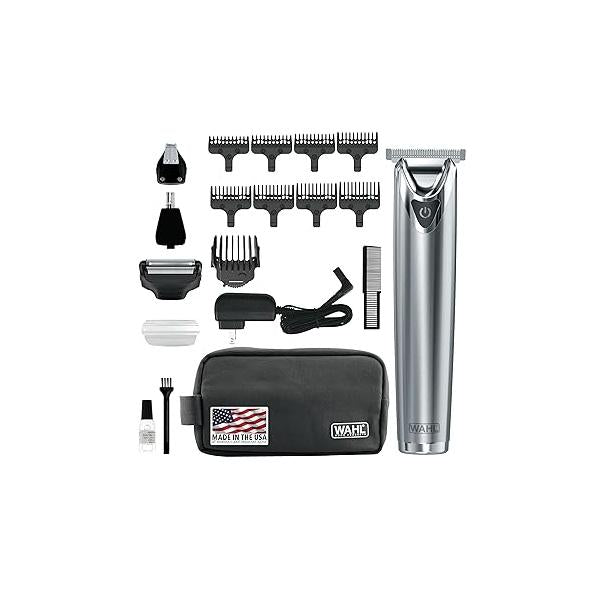 Wahl USA Stainless Steel Lithium Ion 2.0+ Beard Trimmer for Men - Electric Shaver & Nose Ear Rechargeable All in One Men's Grooming Kit Model 9864SS