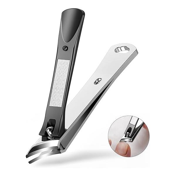 BALUCA Slanted Blade Ingrown Toenail Clippers for Thick Toenails, Angled Toe Nail Fingernail Cutter Trimmer Seniors and Men - Black