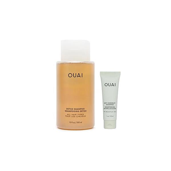 OUAI Detox Shampoo (10 fl oz) & Anti-Dandruff Deluxe Size (1 Bundle - Soothing, Clarifying Set for Dry, Flaky Scalp Removes Dirt Build Up (2 Count)