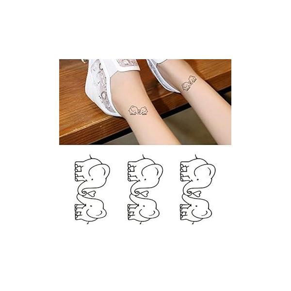 Small Cute Temporary Tattoo Two Couple Elephants (Set of 2)