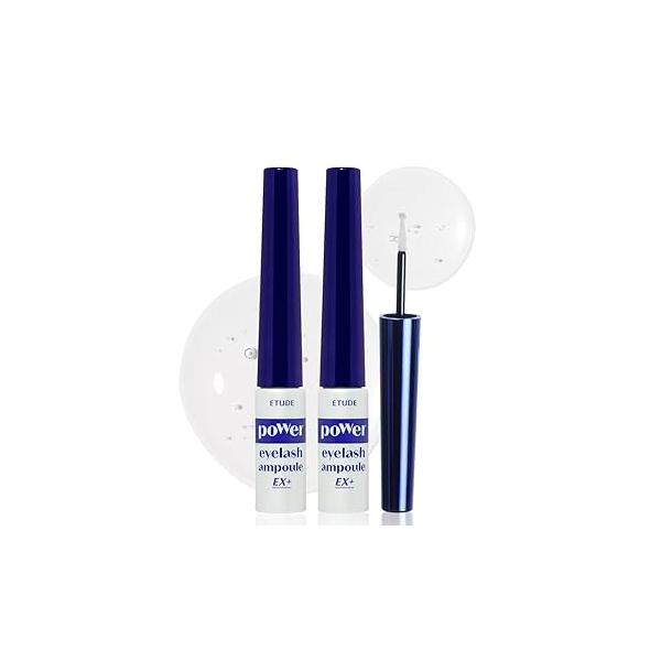 ETUDE Power Eyelash Ampoule 1+1 Set, Lash and Brow Treatment, Caffeine-Infused, Ultra Slim Tip, Booster, Korean Makeup, Beauty (1.31 Fl Oz)