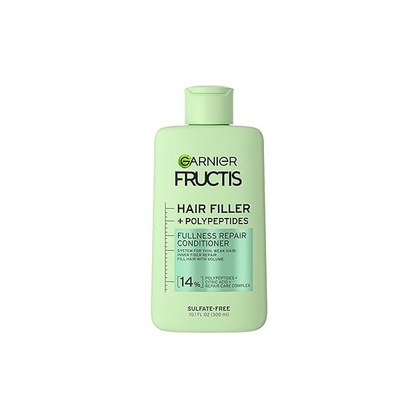 Garnier Fructis Hair Filler Fullness Repair Conditioner, Volumizing Conditioner with Polypeptides and Complex for Thin, Weak Split Ends, 10.1 Fl Oz