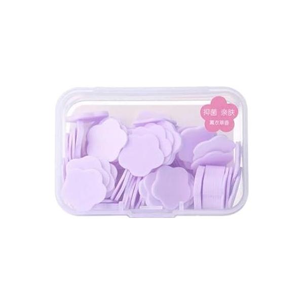 100Pcs Purple Mini Portable Travel Soap Paper Sheets,Flower Shape Disposable Flakes, Hand Wash Cleaning Washing Toiletry Sheets Foot & Care