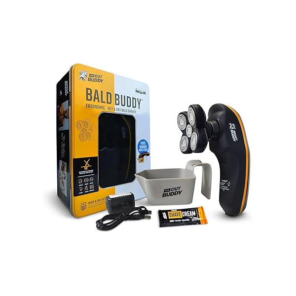 Bald Buddy Head Shaver, Waterproof, Rechargeable Electric Razor, Cordless, Ergonomic Design, Battery & Cleaning Indicator, The Cut