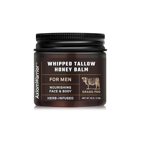 Beef Tallow and Honey Balm for Skin: Whipped Organic Moisturizer Cream Face & Body with Grass Fed Finished - Hydrates, Nourishes Smoothes Sensitive, Dry Skin 2oz