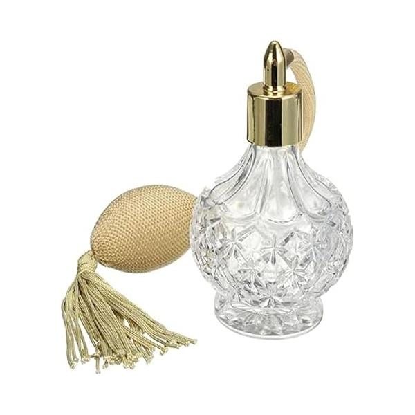 80ml Clear Crystal Vintage Style Perfume Bottle Gold Long Spray Tassels Atomizer Pump Refillable Glass Bottles Makeup Tool