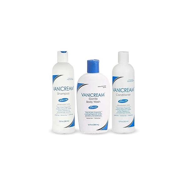 Vanicream, Free and Clear Shampoo, Conditioner Body Wash Set, For Sensitive Skin, Fragrance Paraben - 12 Ounce