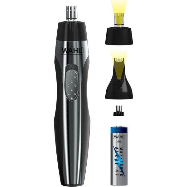 Wahl Lighted Battery Nose Hair Trimmer for Men & Women. Painless, Easy to See Nose, Ear, and Eyebrow Trimming with Built in Light, Included. - Model 3023283
