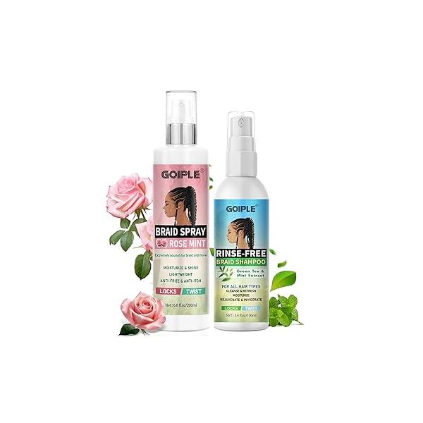 No-Water Braid Shampoo for Locs, Twists, Weaves - Rinse-Free, Dreadlock Build-Up, Odor, Itch & Flakes, No Residue, Chemical-Free, 6.8 fl oz