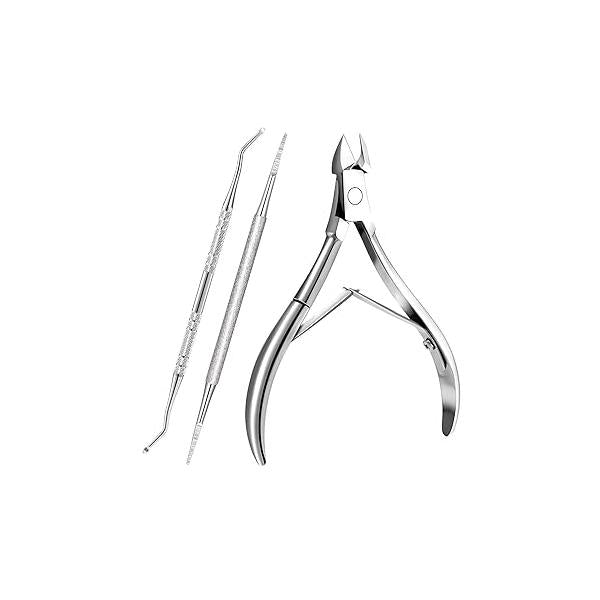 3 PCS Hang Nail Removal Tool Cuticle Tools Ingrown Toenail Kit Clippers Stainless Steel File and Lifters Professional Pedicure Cleaner for Men Women
