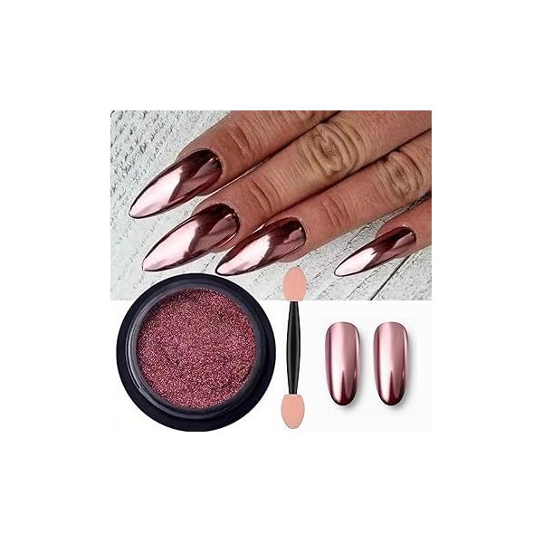 Holographic Mirror Gold Nail Chrome Powder Effect Metallic Dust Sequins UV Gel Pigment for Art Decoration, Nails