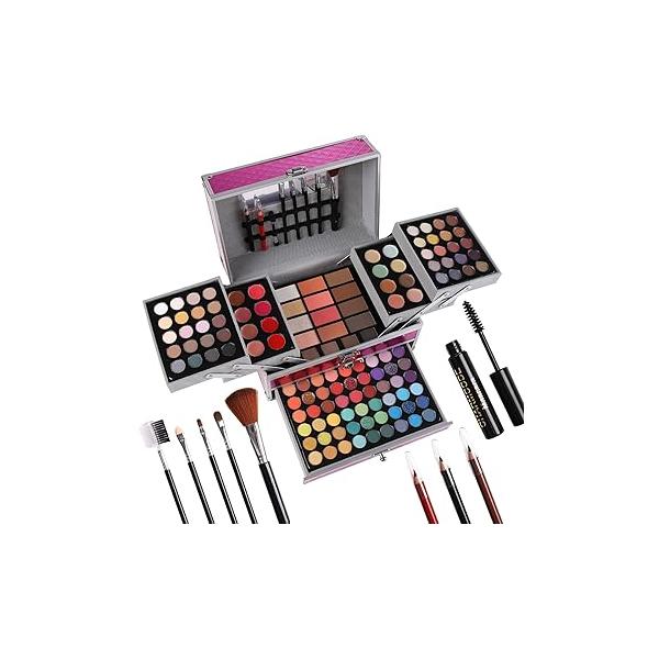 132 Color All In One Makeup Gift Set Kit- Includes 94 Eyeshadow, 12 Lip Gloss, Concealer, 5 Eyebrow powder, 3 Face Powder, Blush, Contour Shade, 2 Liners, Eye 4 Eyeshadow Brush