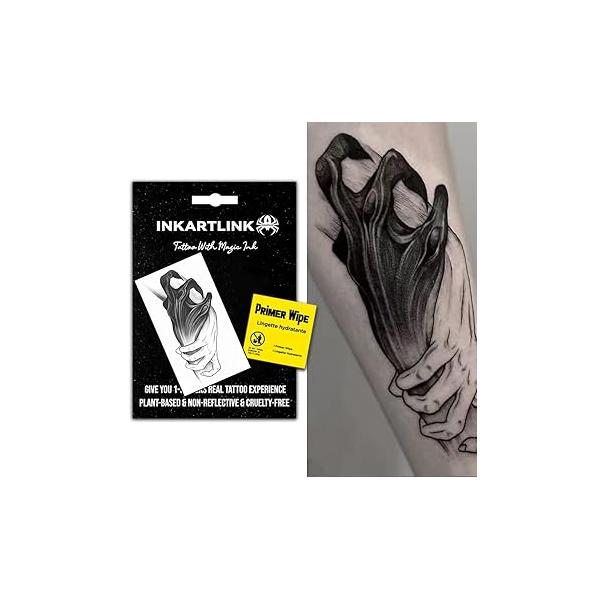 Temporary Tattoos, Semi Permanent Adult Art Designs, Waterproof Party Favors, Tattoo Stickers Realistic, No Adhesive, Lasts 1-2 Weeks (The devil is out of body)