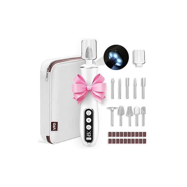 Cordless Nail Drill, Portable 2000 mAh Rechargeable Electric File for Thick Toenails, 10 Speeds Dril Machine Professional Manicure Pedicure Set Women Hand Foot Natural Nails Care