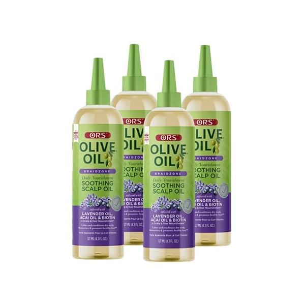 ORS Olive Oil Braidzone Soothing Scalp with Lavender, Acai & Biotin for Nourishment 4.3 oz (Pack of 4)