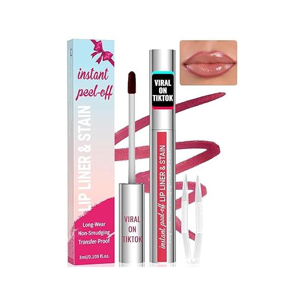 iMethod Lip Stain - Liner Stain, Peel Off with Tweezer, Natural Long Lasting Off, Waterproof, Easy to Use, Stay On All Day, Coffee