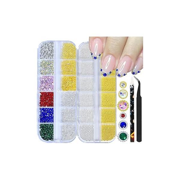 6 Boxes Nail Art Beads Metal Balls For Gold Silver Rose Steel Caviar Bubble DIY Crafts Decoration