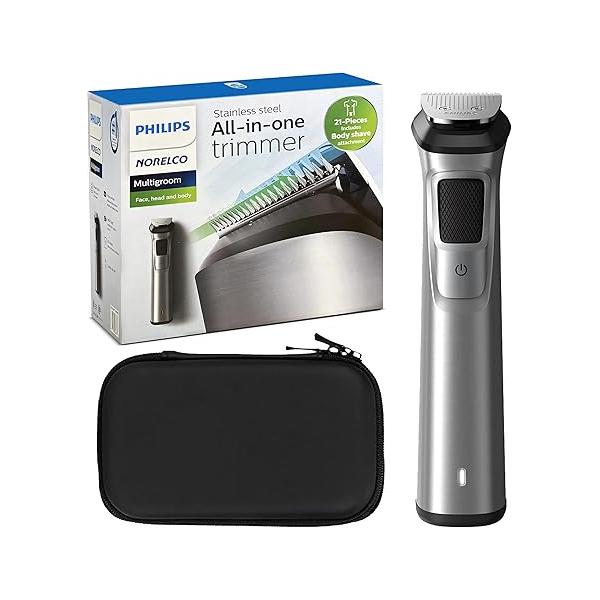 PHILIPS Multi Groomer 8000 Series, 21 Piece Grooming Kit, Beard Trimmer for Men, All-in-One Precision Face, Head, and Body
