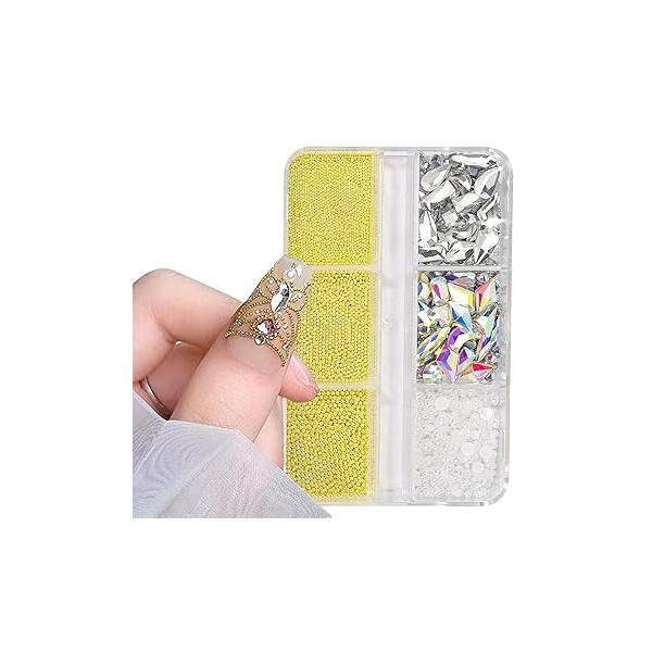 6 Boxes Nail Art Beads Metal Balls For Gold Silver Rose Steel Caviar Bubble DIY Crafts Decoration