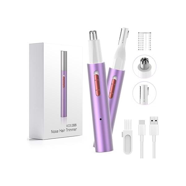 AHHFEI Rechargeable 5 in 1 Ear and Nose Hair Trimmer for Women, 2025 Professional Painless Eyebrow & Facial with Powerful Motor Dual-Edge Blades Easy Cleansing