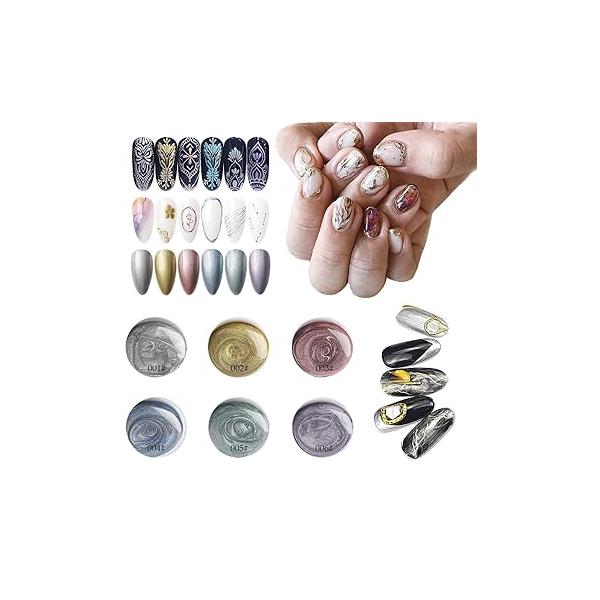 6 Colors 3D Metallic Painted Nail Gel Polish Metal Painting Art Creative Elastic Glue Drawing Emboss UV Sculpture Design Manicure DIY