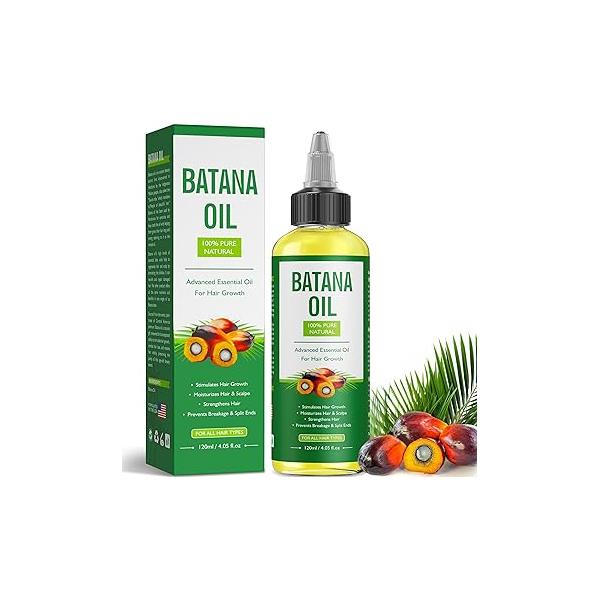 Batana Oil for Hair Growth 100% Pure and Natural Raw Organic from Honduras, Promotes thickness Repair Damaged Hair, 120ml