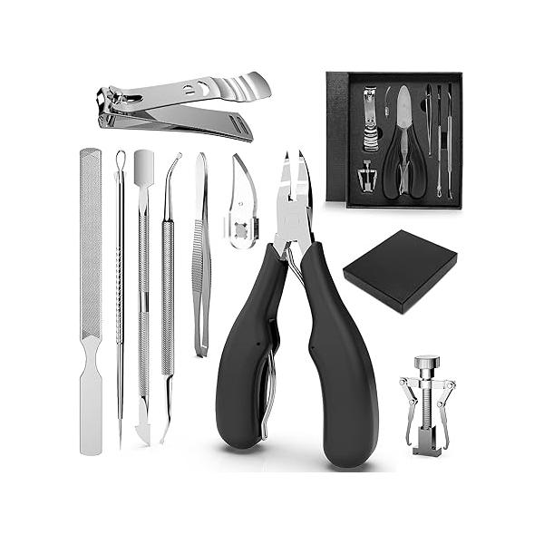 9pcs Ingrown Toenail Tools Set, Surgery Grade Treatment Pedicure Tool for Thick, & Side Nails, Professional Podiatrist Clippers Men Seniors, Father's Day Gift