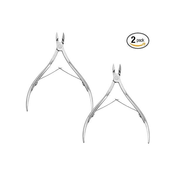2 Pcs Professional cuticle trimmer, Cuticle Nippers Cutter - Stainless Steel with Pointed Blades Essential Nail Tools for Manicure and Pedicure
