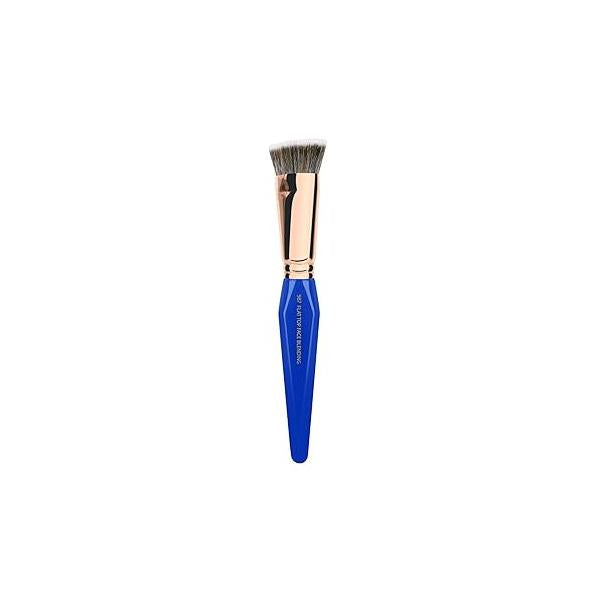 Bdellium Tools Professional Makeup Brush - Golden Triangle 987 Flat Top Face Blending With All Vegan and Soft Synthetic Fibers, For Buffing Out (Blue, 1pc)