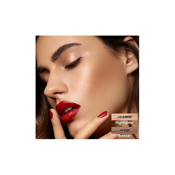 FOCALLURE 2 Pcs Mineral Cream Contour Stick,Moisturize Highlighter and Bronzer Pen,Non Stick Face Brightens & Shades Pencil,Long Lasting Smooth Gliding Illuminator Makeup,Light-medium