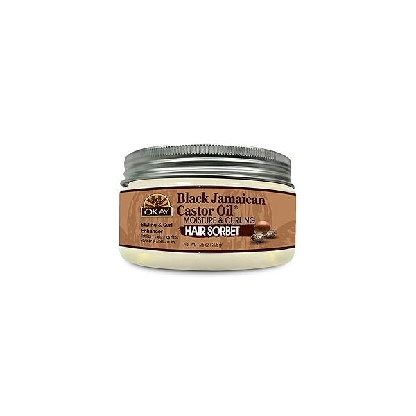 Okay Black Jamaican Castor Oil Moisture & Curling Hair Sorbet, White, 7.25 Oz