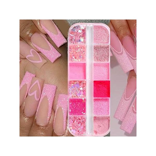 Superfine French Silver Gold Nail Chrome Powder Set Black White Snow Design Sugar Effect Glitters Pigment Dust Kit Manicure Accessories DIY Crafts (2 Bottles)