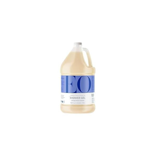 EO Shower Gel Body Wash Refill, 1 Gallon, French Lavender, Organic Plant-Based Skin Conditioning Cleanser with Pure Essentials Oils