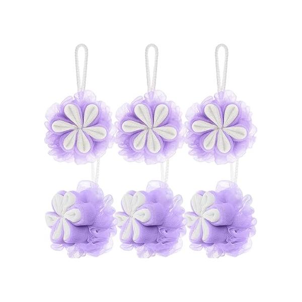 6 Pack Bath Loofah Sponge Flower Shower Sponges for Exfoliating Body Scrubber Spa Gifts Women Bathroom Cleaning Bathing Accessories Men(Multicolor)
