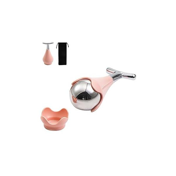 New! Premium Ice Roller for Women, Face and Eye. Globes Wrinkles Lifting, Metal Roller, Icer, Frozen Eye Cream Applicator Tool (Pink, Set of 1)