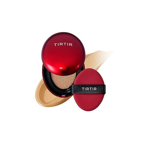 TIRTIR Mask Fit Red Cushion Foundation | Full coverage, Weightless, Skin fit, Satin Glow Finish, Korean Makeup, beauty, Tattoo cover up, Buildable (#29N Natural Beige, 0.63 Fl Oz)