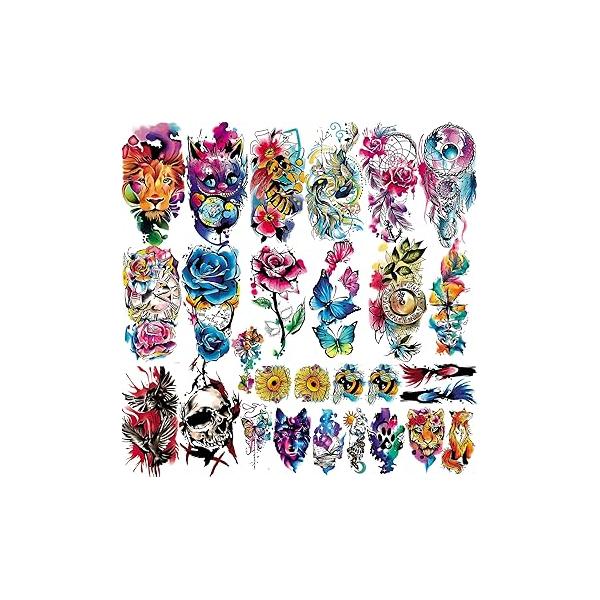 Aresvns St. Patrick's Day Temporary Tattoo 24 Sheets Green Shamrock, Lucky Clover Tattoos Art Make up Deco Irish Party Favors For Men And Womem