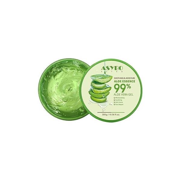 300x2 ML Natural Aloe Vera Gel -Organic Moisturizing Vera, Soothing and Hydrating, Sunburn Scar Repair, After Sun Care for Face Body Hair
