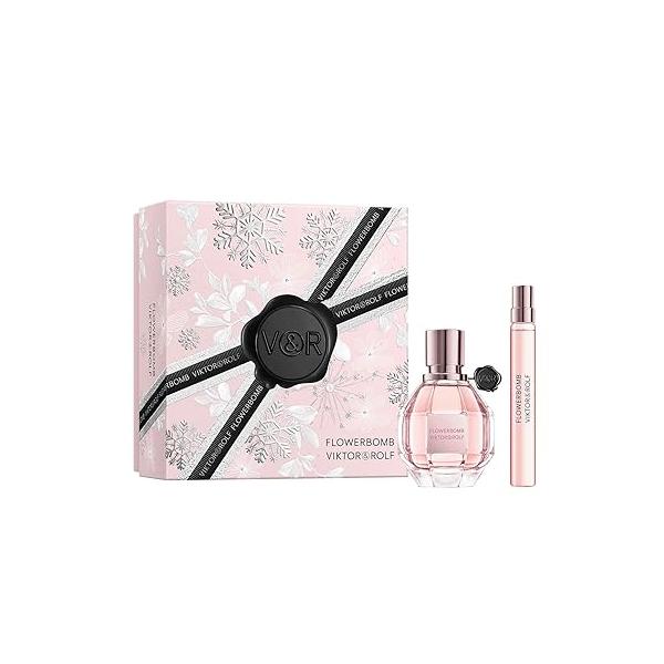 Viktor&Rolf - Flowerbomb Eau de Parfum Women's Perfume Travel Gift Set Floral & Woody With Notes of Vanilla, Jasmine, Rose Full Size Perfume, 1.7 Fl Oz, 0.3 Oz