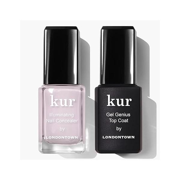LONDONTOWN kur Nail Conceal & Go Duo Set, Includes Illuminating Concealer Gel Genius Top Coat, 2 Piece 0.4 Fl Oz