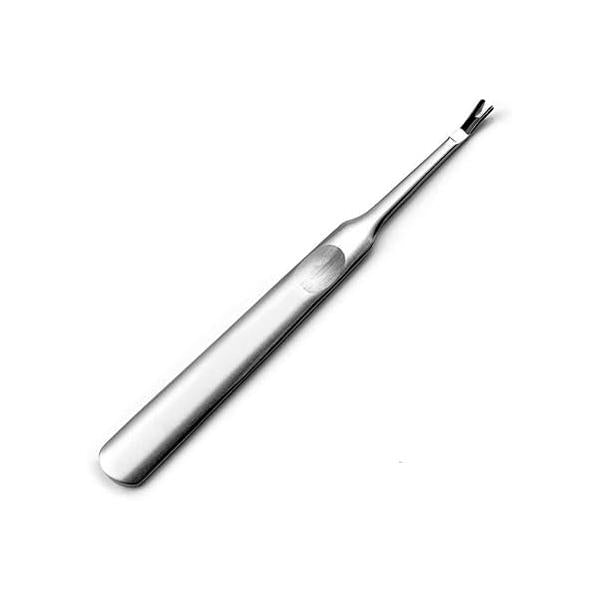 1PCS Stainless Steel 4.6inch Long Professional Cuticle Pusher Nails Cleaner Nipper Clipper Trimming and Cutting Dead Skin Callus Removal Fork Nail Art Manicure Tool for Fingernails Toenails