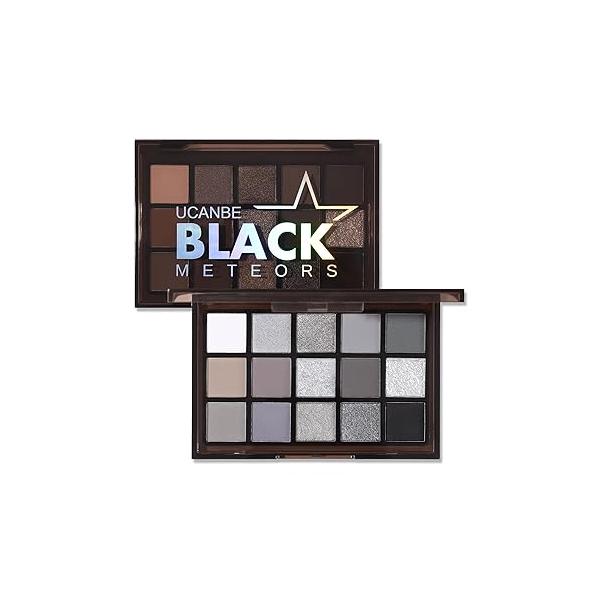 UCANBE Red Eyeshadow Makeup Palette, 15 Colors Burgunry Gray Silver Shimmer Matte Glitter Metallic Eye Shadow Pallet, Pigmented Make Up Kit for Halloween Parties Christmas Joker Vampire Clown