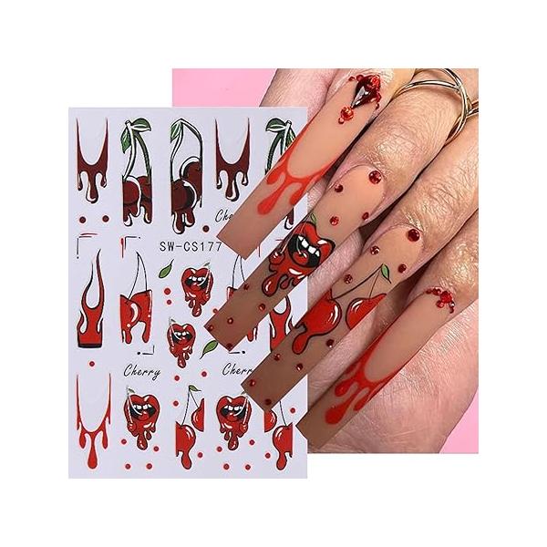 Fall Maple Leaf Nail Art Stickers Thanksgiving Water Transfer 3D Self-Adhesive Fallen Leaves Flowers Plants Designs Theme Autumn Harvest Decorations 4Sheets