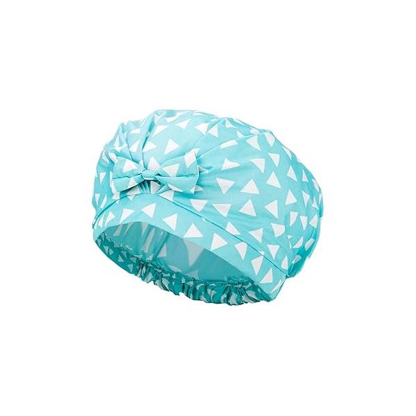 Auban Extra Large Bowknot Shower Caps, Double Layer, Reusable with Silky Satin for Women, Ideal Beauty Bathing, Hair Spa, and Travel Use